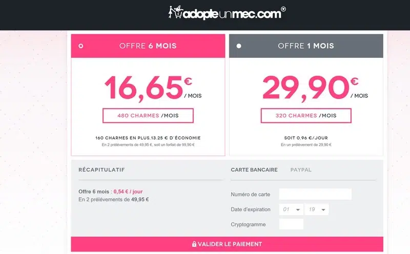 Écran d'inscription ou de découverte Adopte
