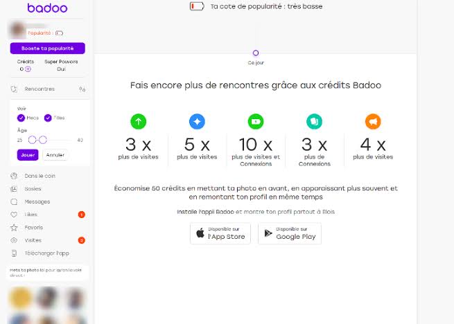 Dernier point de repère visuel du test Badoo