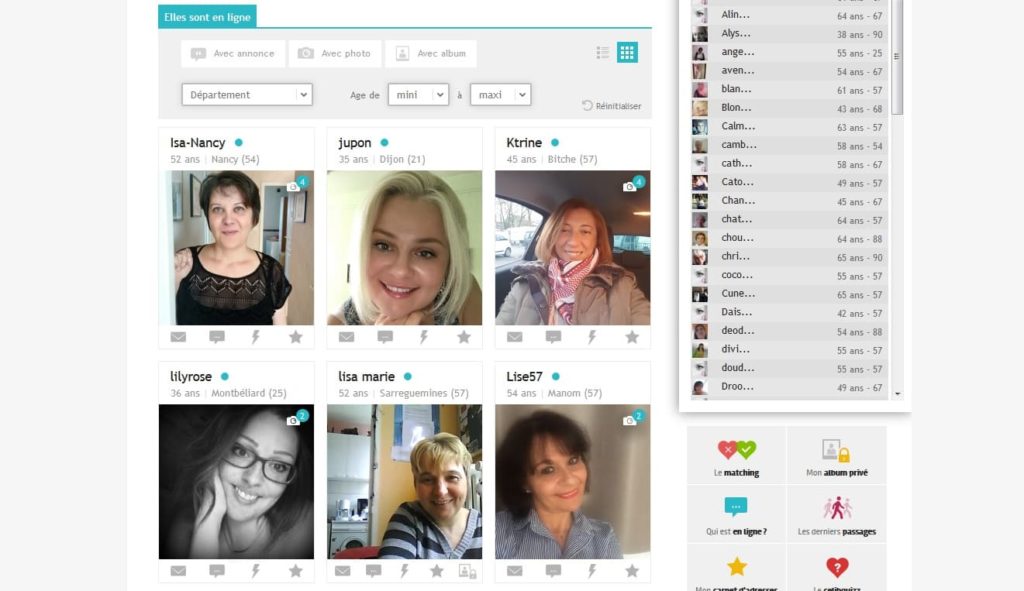 Écran du profil ou de la recherche sur Celibest