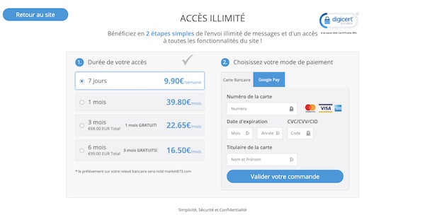 Vue d'une fonctionnalité de recherche ou de filtre