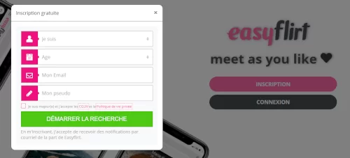 Messagerie EasyFlirt, échange en cours