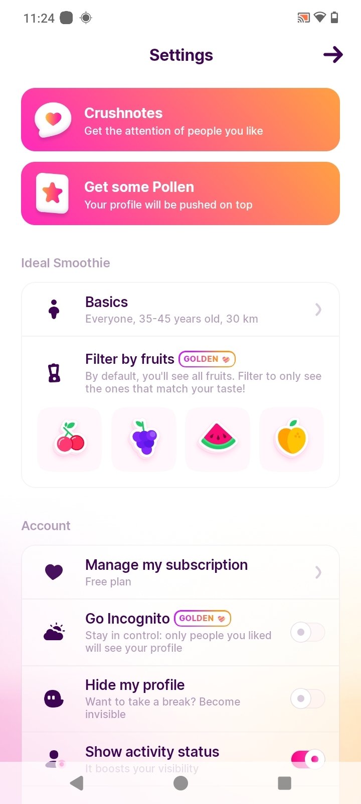 Interface de découverte des profils