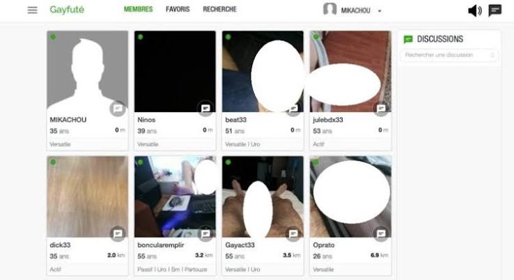 Aperçu d'une conversation ou d'un profil sur Gayfuté
