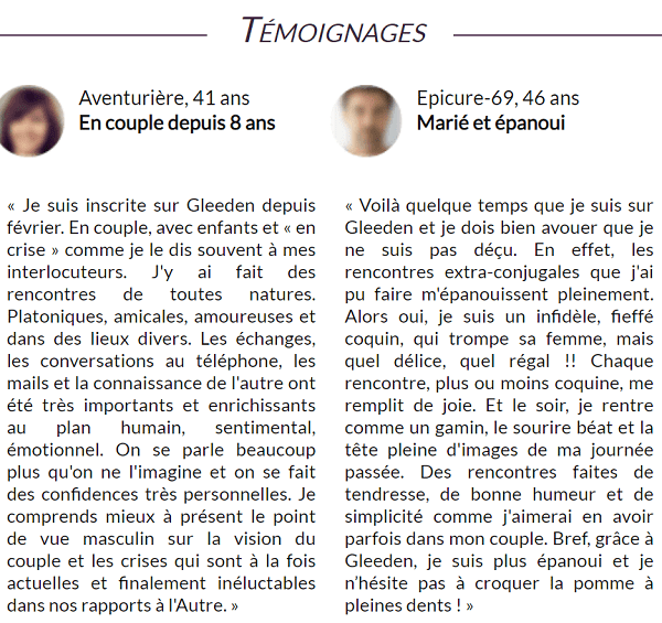 Messagerie et conversation démarrée sur Gleeden