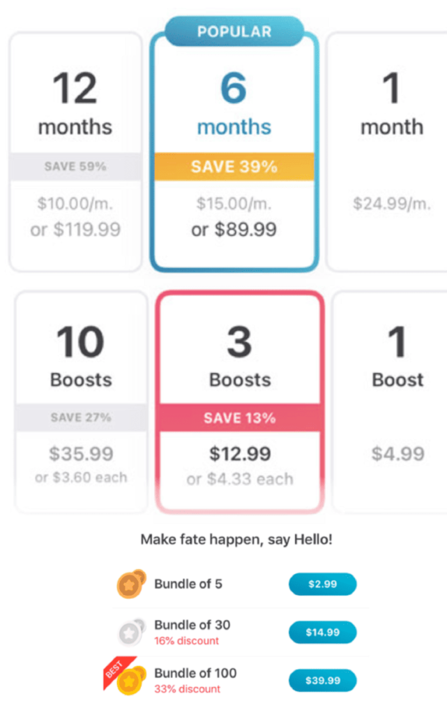 Écran d'achat d'un abonnement