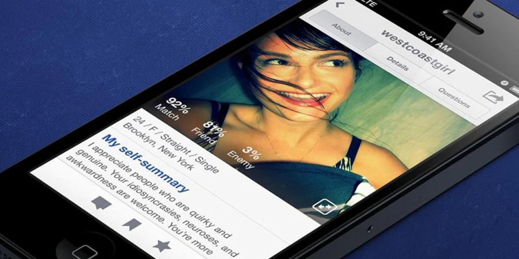 Aperçu de l'interface OkCupid pendant le test
