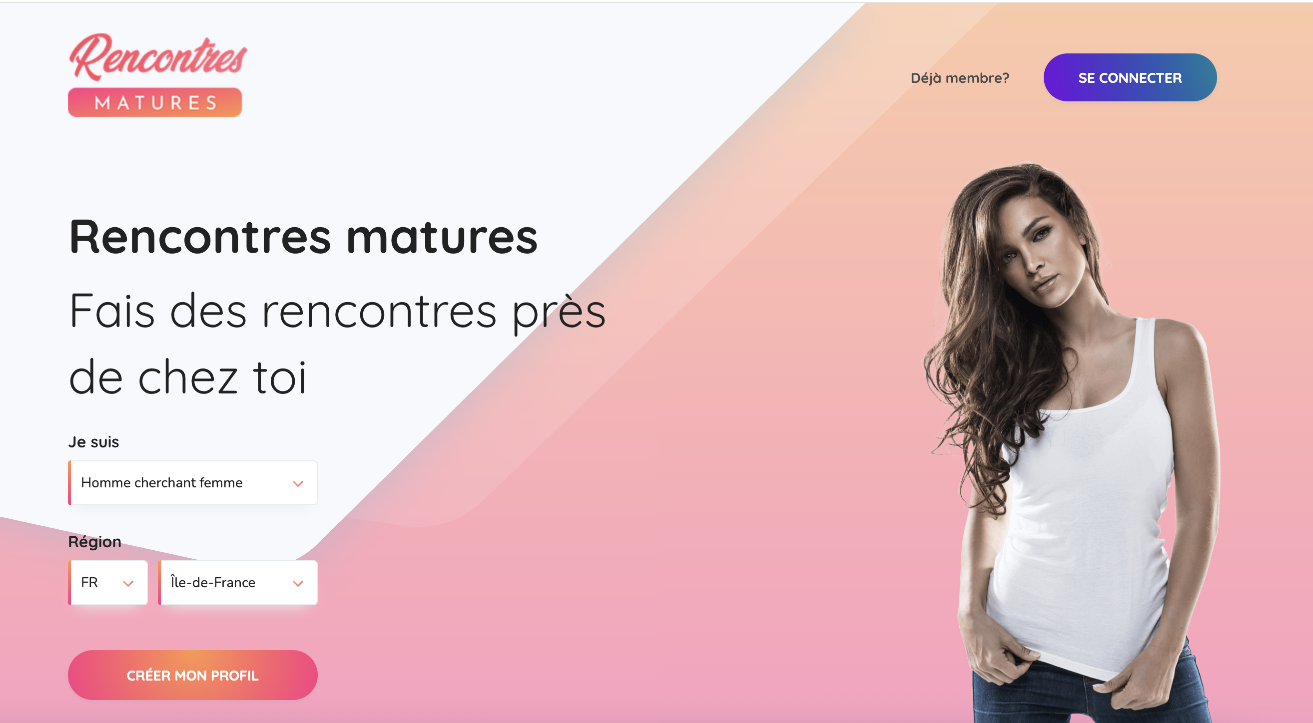 Dernier écran capturé pendant le test RencontresMatures
