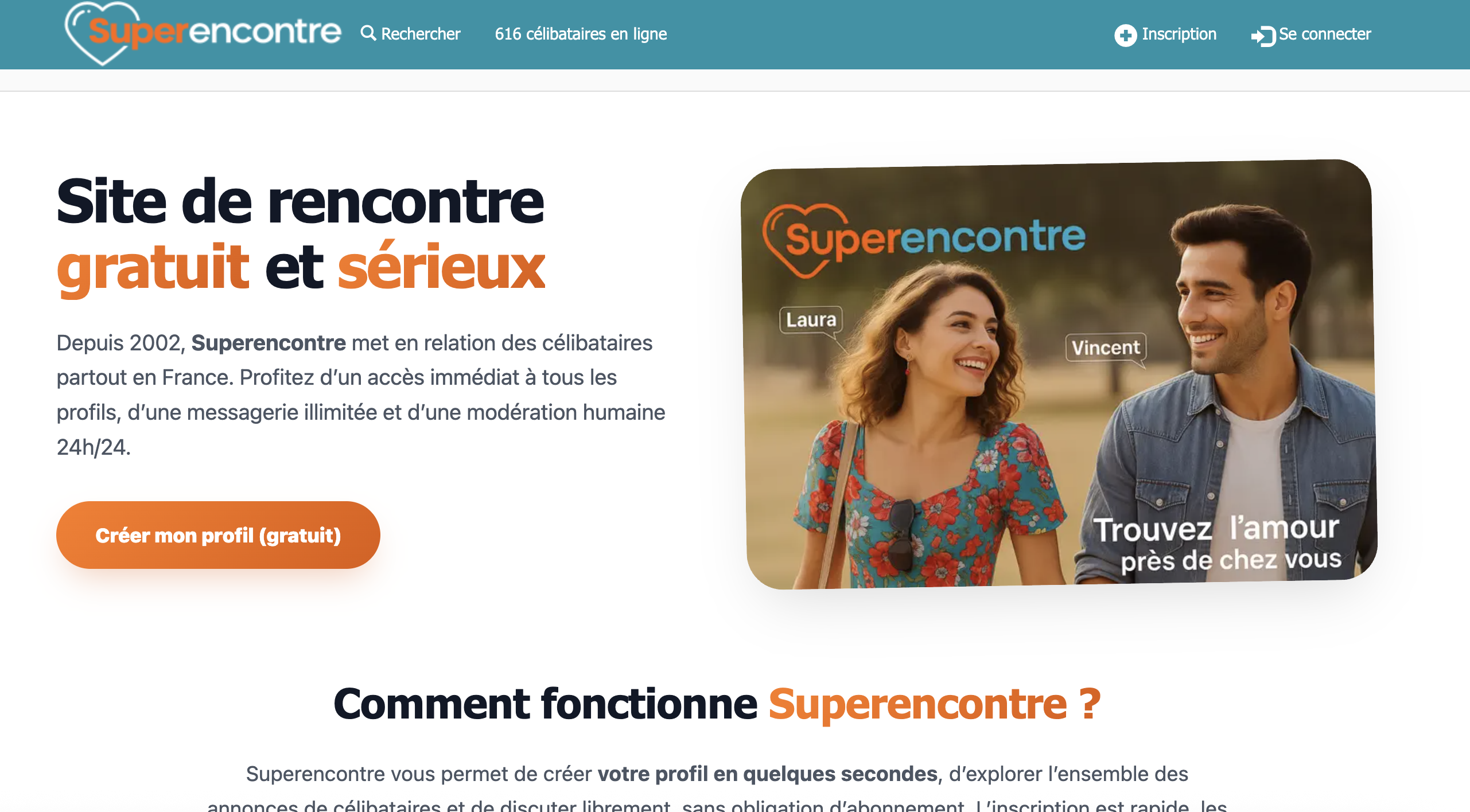 Autre écran du parcours utilisateur sur Superencontre